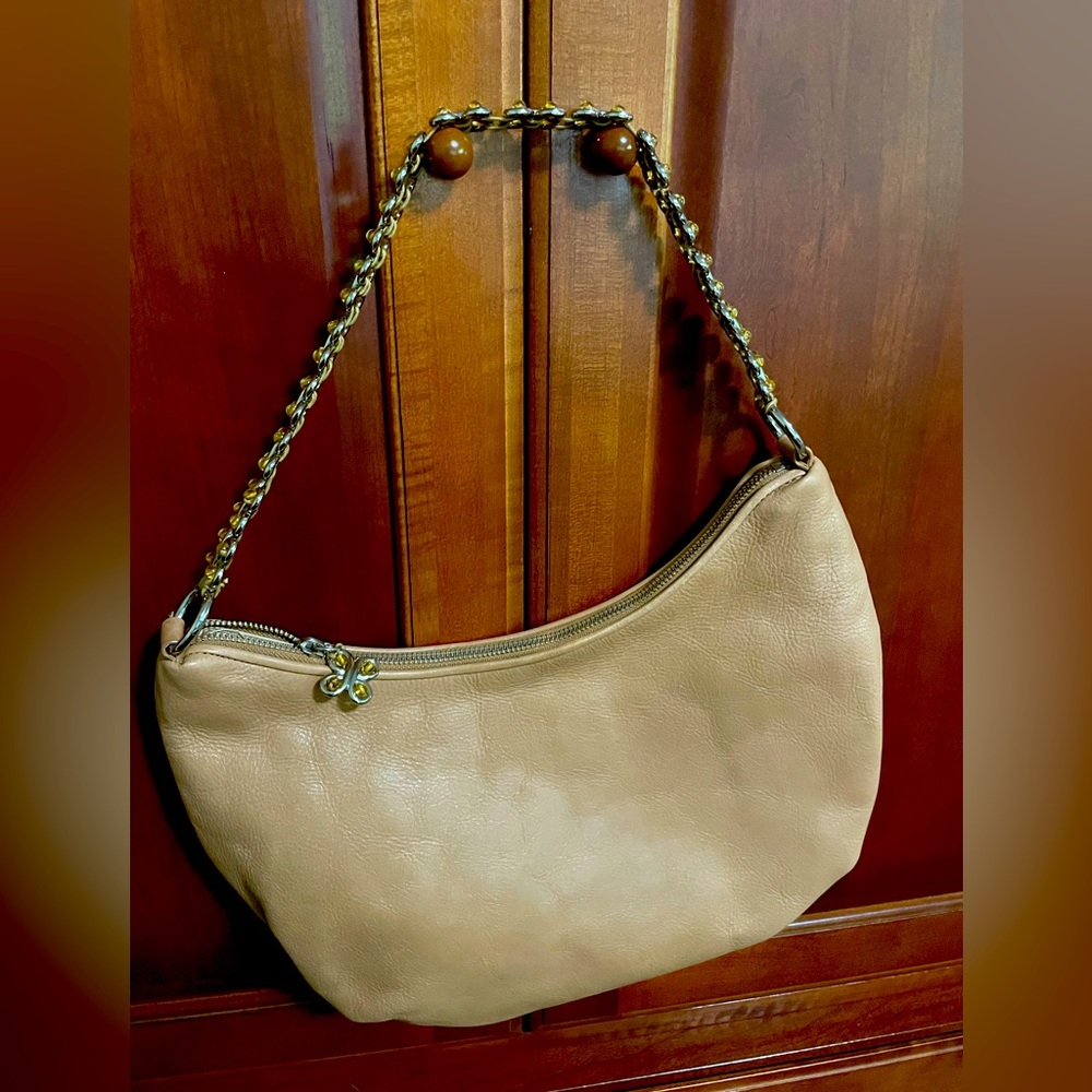 Elliott Luca Tan Leather Zipper Close Purse